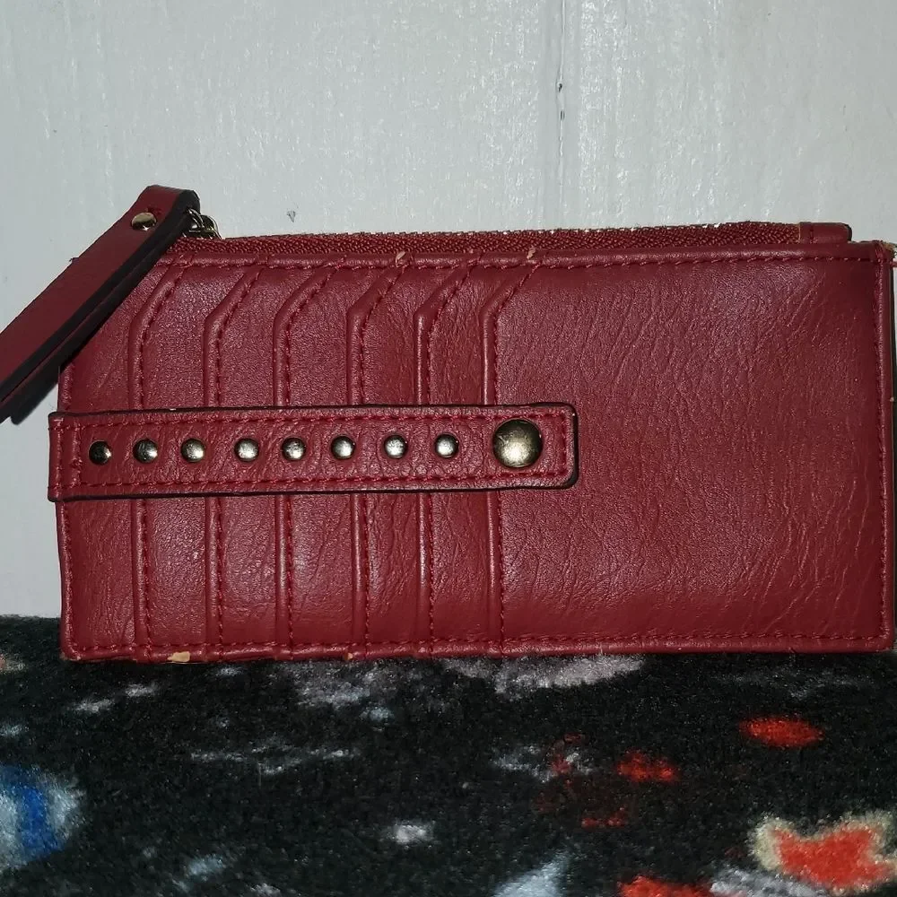 Chic Red Women's Card Holder with Gold Accents